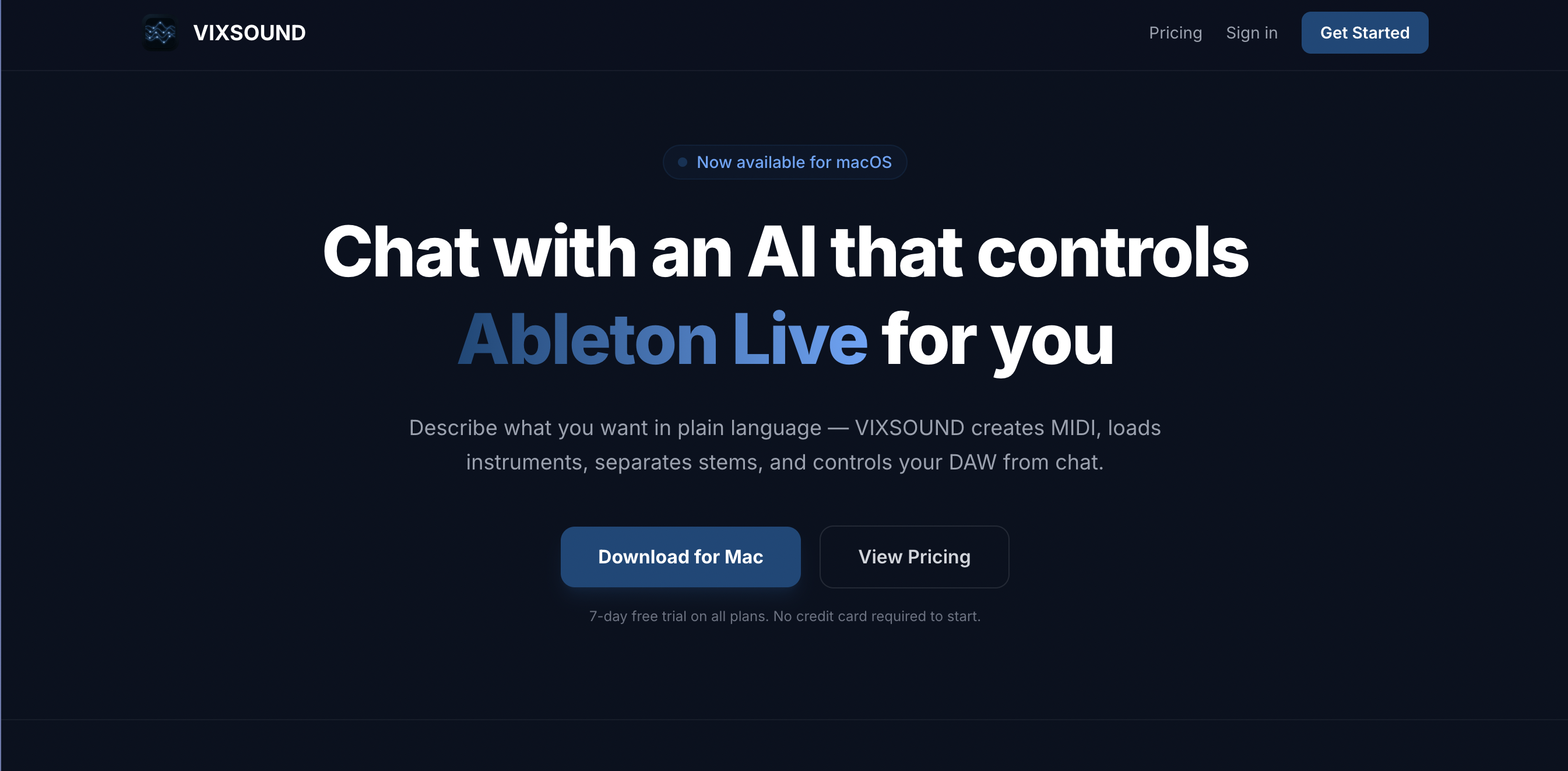 VIXSOUND — AI Music Production Assistant preview