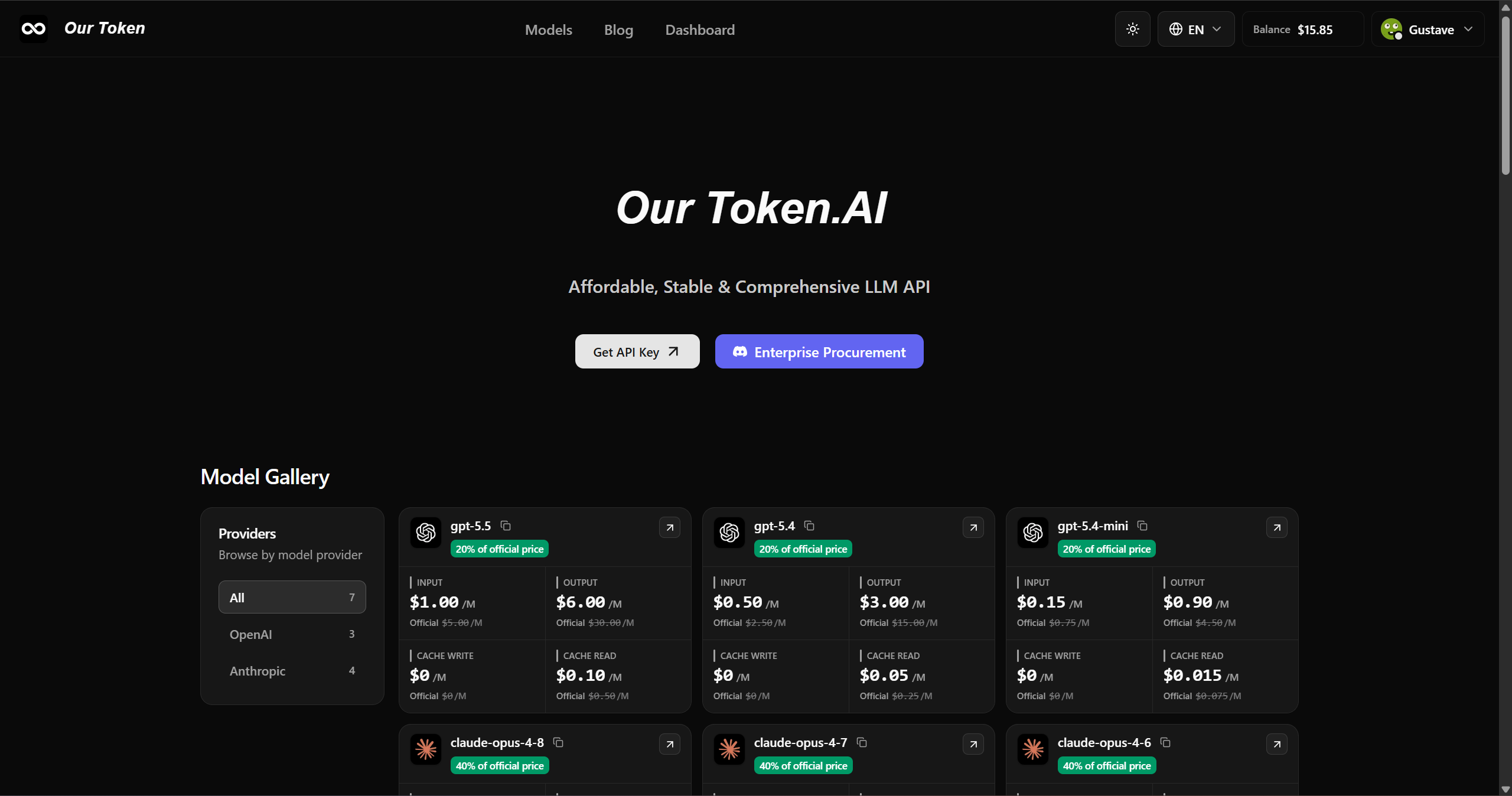 OurToken – Unified API Gateway for GPT-5.5, Claude & More at 80% Off preview